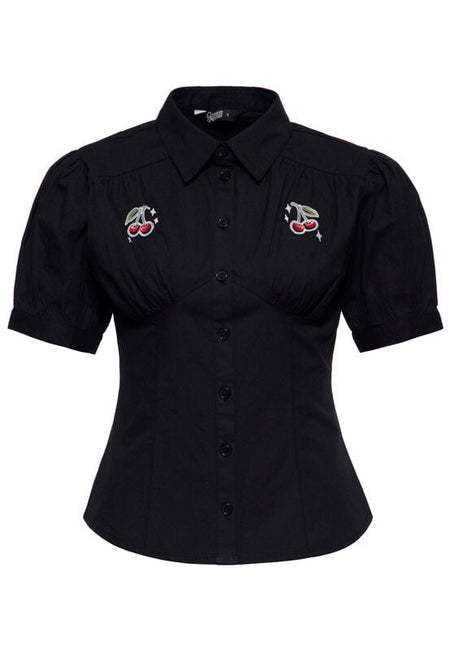 Chemisier Rockabilly de Queen Kerosin - Cherry Rockabilly - Chemisier - XS à 3XL - pour Femme - noir - Queen Kerosin