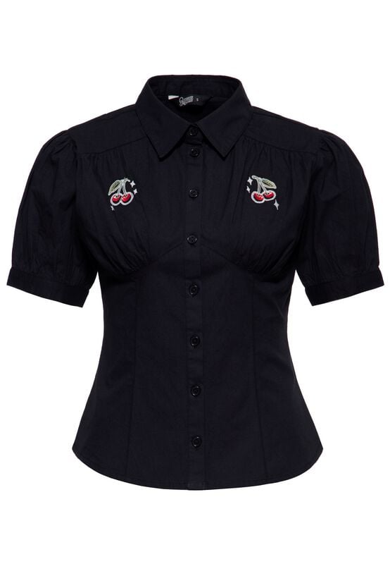 Chemisier Rockabilly de Queen Kerosin - Cherry Rockabilly - Chemisier - XS à 3XL - pour Femme - noir - Queen Kerosin