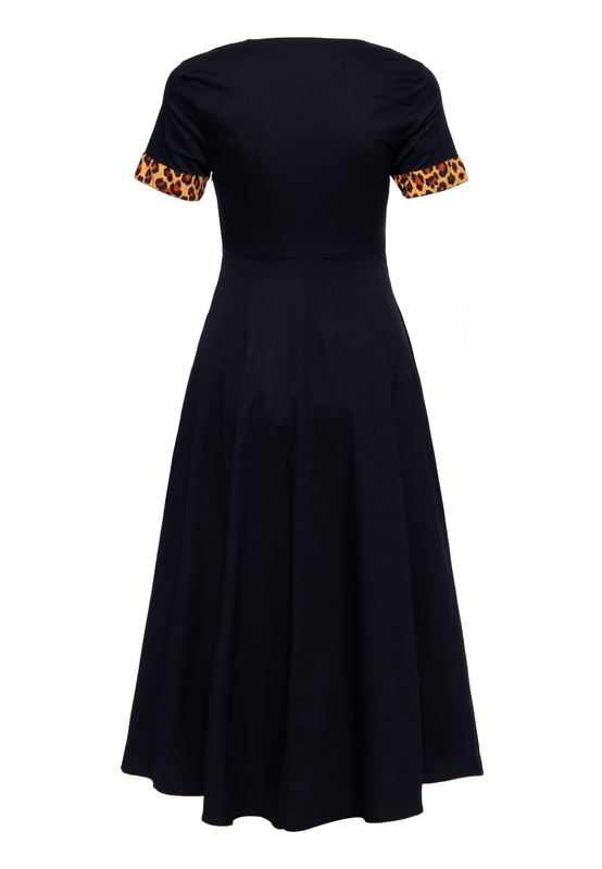 Robe mi-longue Rockabilly de Queen Kerosin - Dottie Vintage - Robe Swing - XS à XL - pour Femme - noir - Queen Kerosin - View 2
