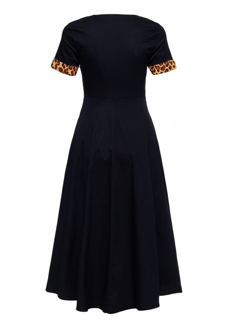 Robe mi-longue Rockabilly de Queen Kerosin - Dottie Vintage - Robe Swing - XS à XL - pour Femme - noir - Queen Kerosin - View 2