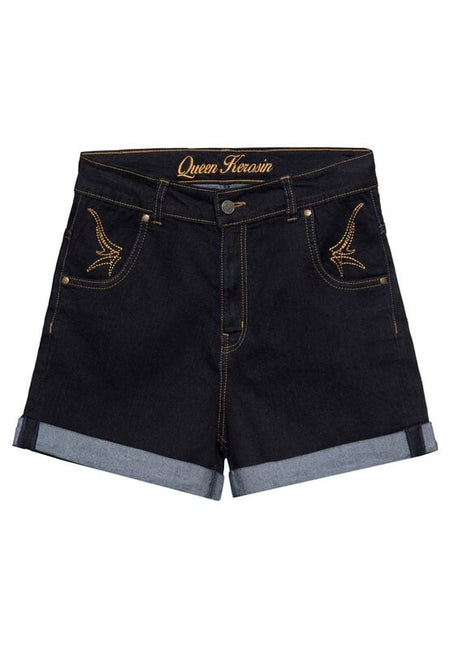 Short Rockabilly de Queen Kerosin - Short en Jean - XS à XXL - pour Femme - noir - Queen Kerosin