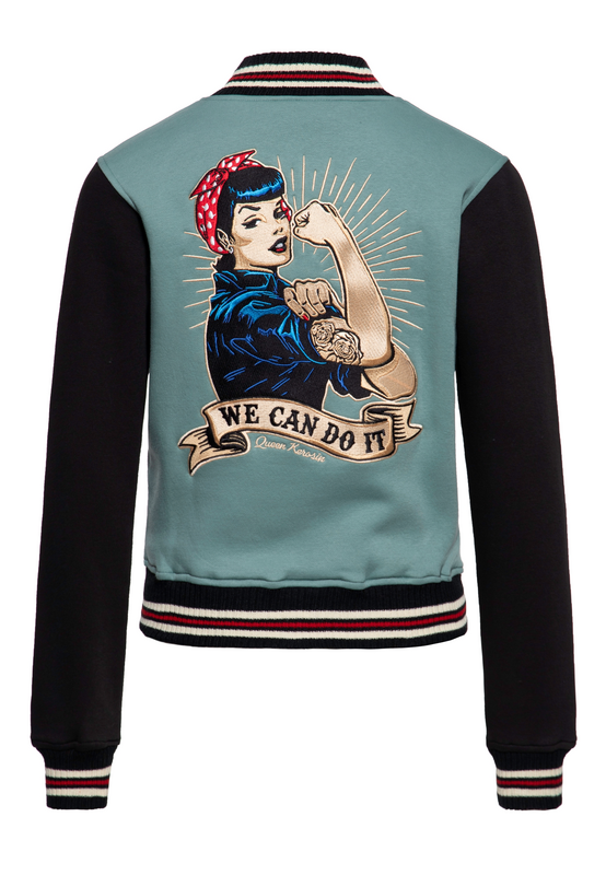 Veste Varsity Rockabilly de Queen Kerosin - We Can Do It - XS à XXL - pour Femme - vert - Queen Kerosin - View 2