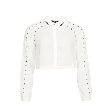T-shirt manches longues Rockabilly de KOI - Wisp Cropped Long-Sleeve Shirt - White - XS à XXL - pour Femme - blanc - KOI
