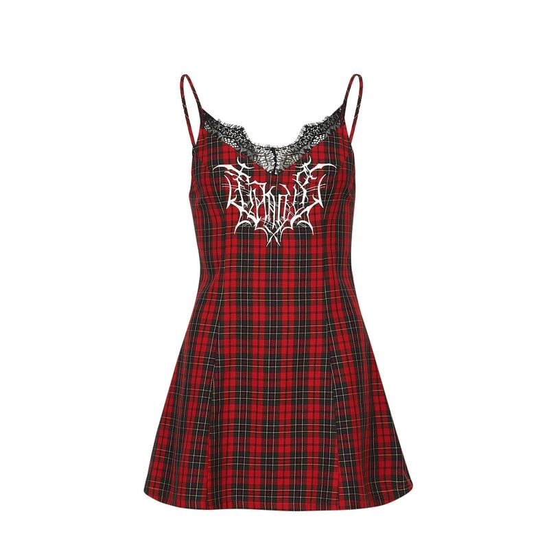 Robe courte Rockabilly de KOI - Tarnished Plaid Slip Dress - Red Tartan - XS à XXL - pour Femme - rouge - KOI