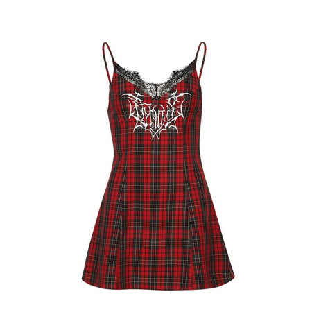 Robe courte Rockabilly de KOI - Tarnished Plaid Slip Dress - Red Tartan - XS à XXL - pour Femme - rouge - KOI