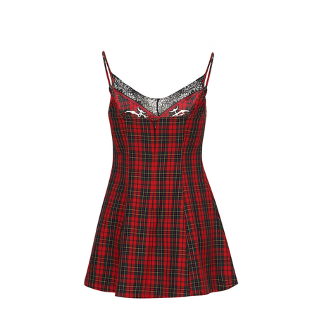 Robe courte Rockabilly de KOI - Tarnished Plaid Slip Dress - Red Tartan - XS à XXL - pour Femme - rouge - KOI - View 2