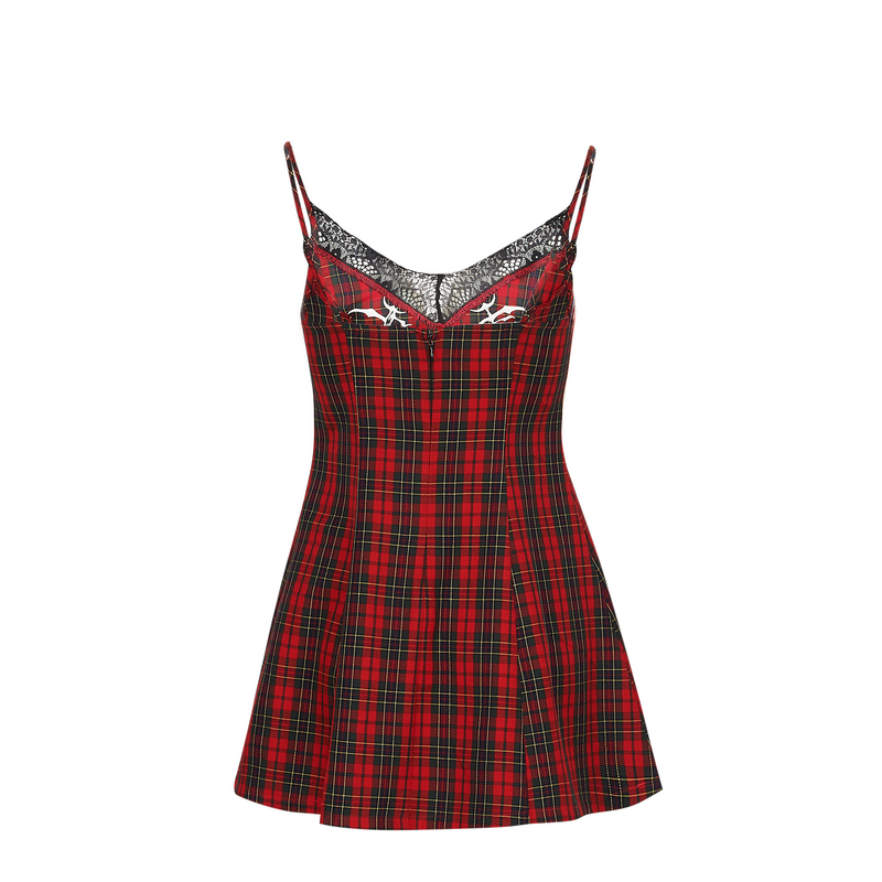Robe courte Rockabilly de KOI - Tarnished Plaid Slip Dress - Red Tartan - XS à XXL - pour Femme - rouge - KOI - View 2