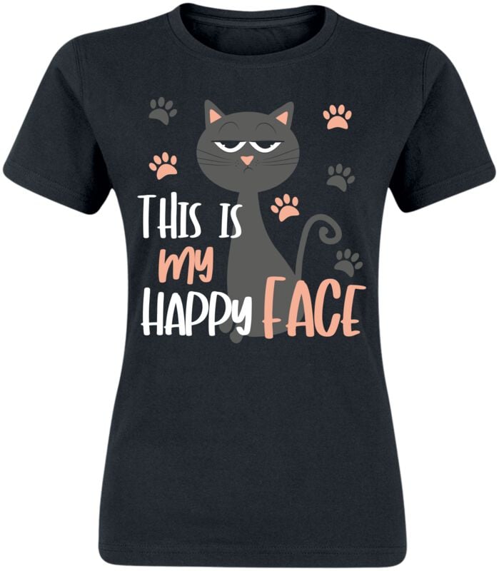 T-Shirt Manches courtes Fun de Tierisch - This Is My Happy Face - S à XXL - pour Femme - noir - Tierisch