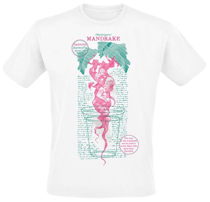 T-Shirt Manches courtes  de Harry Potter - Mandrake Warning - S à 3XL - pour Homme - blanc - Harry Potter