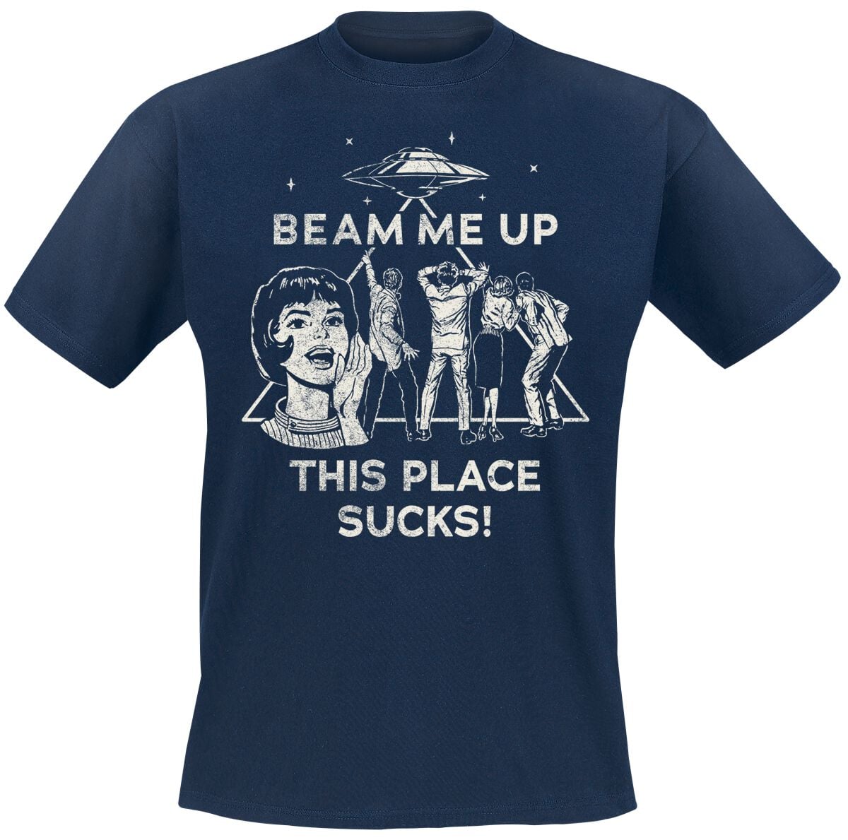 T-Shirt Manches courtes  de Stranger Things - Saison 5 - Beam me up! This place sucks ! - S à XXL - pour Homme - marine - Stranger Things