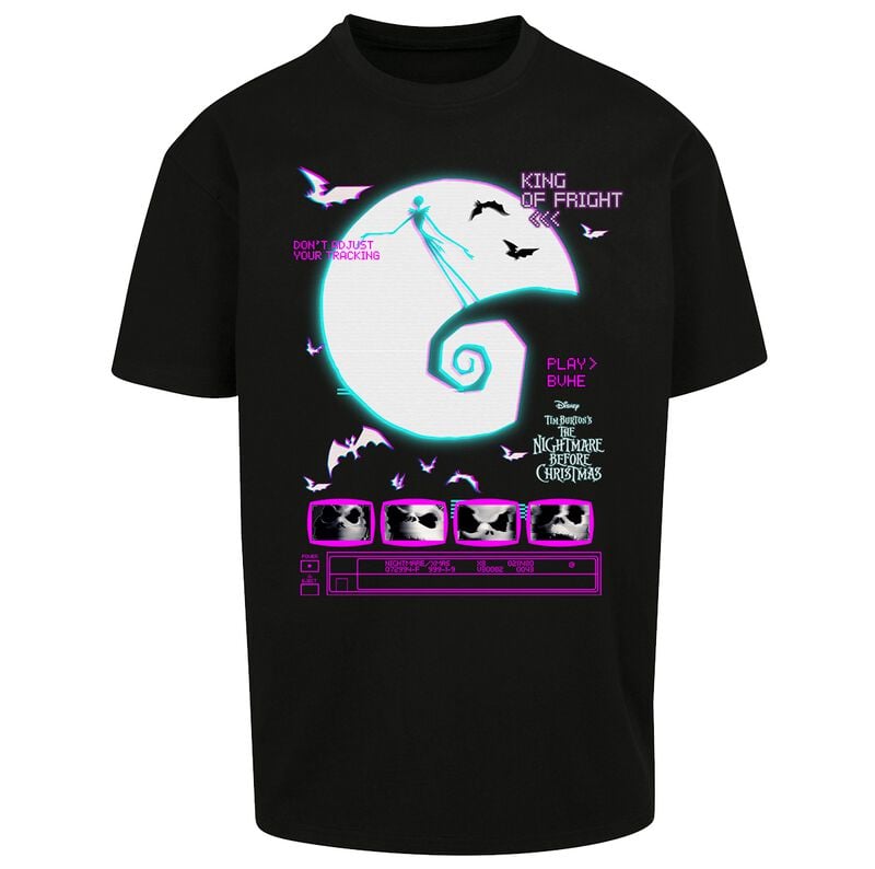 T-Shirt Oversize Disney de L'Étrange Noël De Monsieur Jack - Glitch - M à XXL - pour Homme - noir - L'Étrange Noël De Monsieur Jack