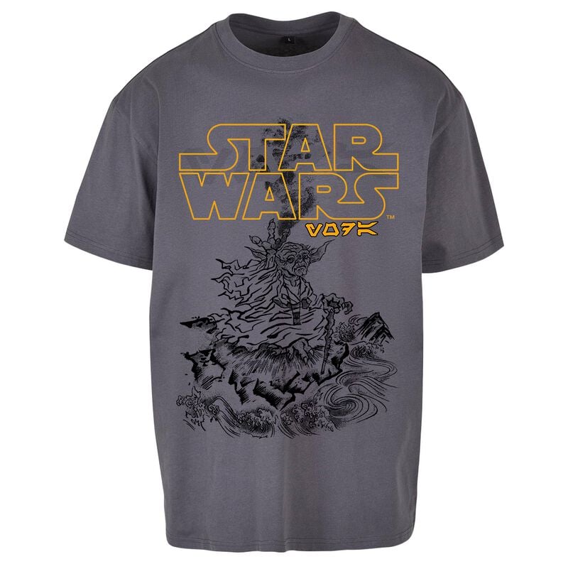T-Shirt Oversize Disney de Star Wars - Yoda - Japanese - M à XXL - pour Homme - gris foncé - Star Wars