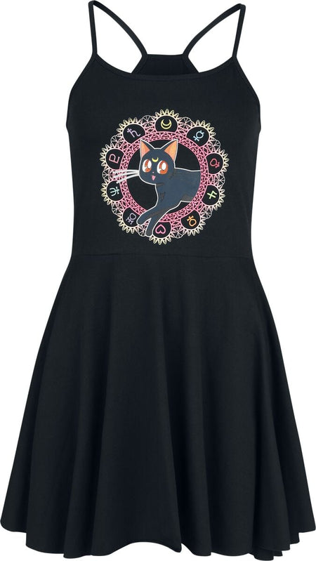 Robe mi-longue  de Sailor Moon - Luna - S à 3XL - pour Femme - noir - Sailor Moon