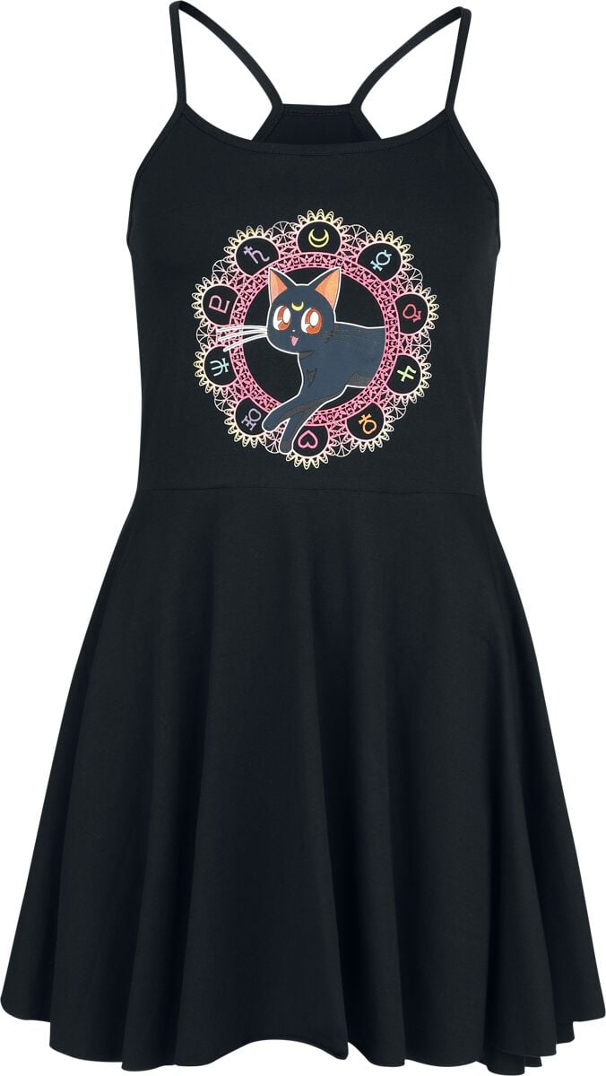 Robe mi-longue  de Sailor Moon - Luna - S à 3XL - pour Femme - noir - Sailor Moon