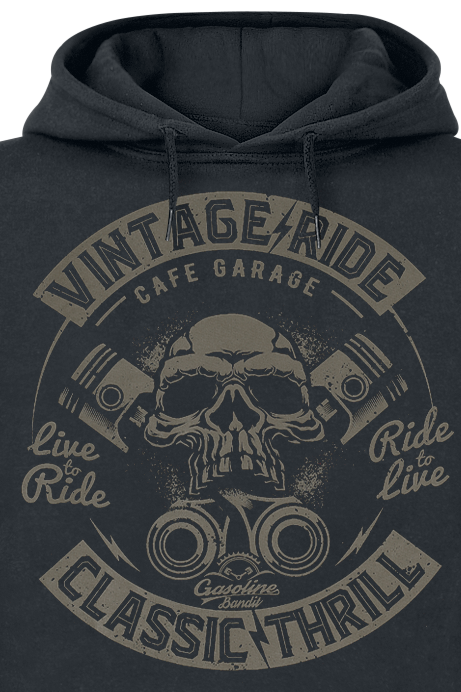Sweat-shirt à capuche  de Gasoline Bandit - Vintage Ride - M à 4XL - pour Homme - noir - Gasoline Bandit - View 2