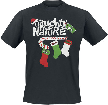 T-Shirt Manches courtes  de Naughty by Nature - Candy Cane Logo - S à XXL - pour Homme - noir - Naughty by Nature