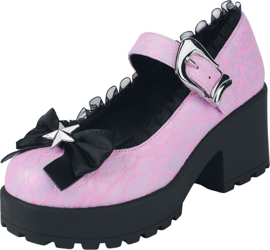 Talons hauts Rockabilly de KOI - Tira Mary Janes ‘ Park Princess Edition’ - EU36 à EU41 - pour Femme - noir/rose - KOI