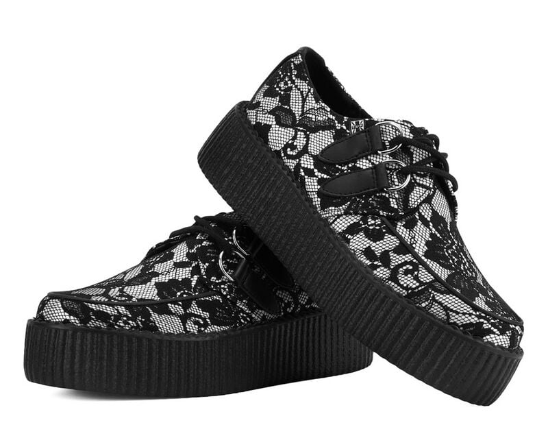 Chaussures basses Gothic de T.U.K - Viva - Creepers Hautes - EU36 à EU42 - pour Femme - noir/blanc - T.U.K