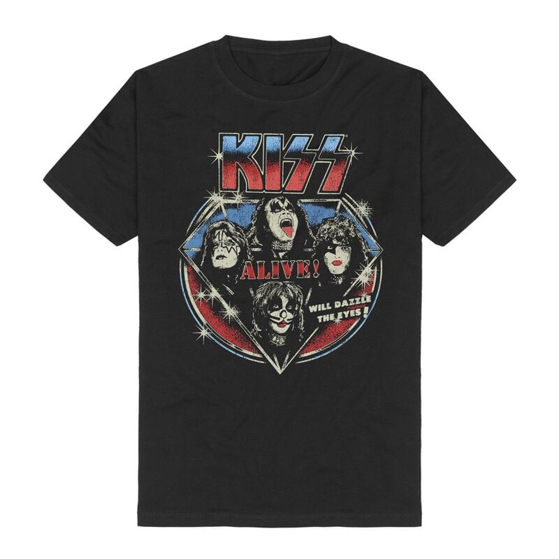 T-Shirt Manches courtes  de Kiss - Alive Vintage - S à XL - pour Homme - noir - Kiss