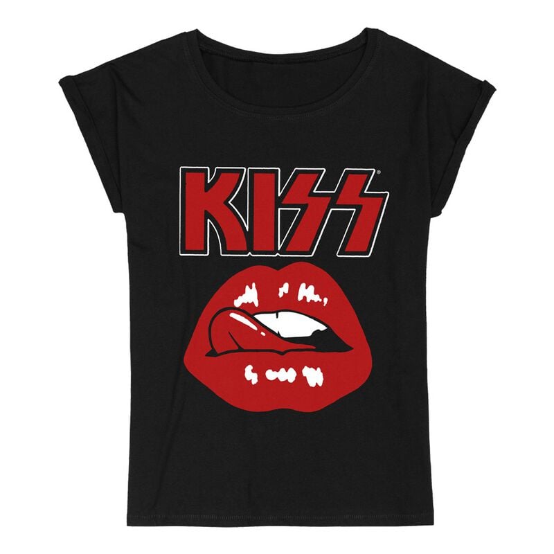 T-Shirt Manches courtes  de Kiss - Lips - S à 3XL - pour Femme - noir - Kiss