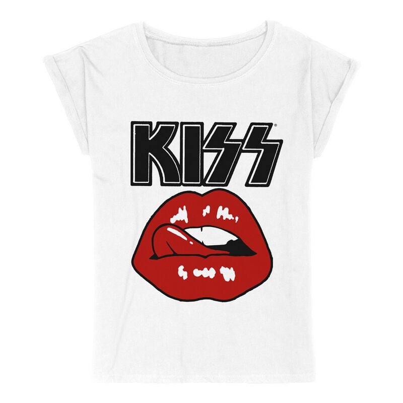 T-Shirt Manches courtes  de Kiss - Lips - S à 3XL - pour Femme - blanc - Kiss