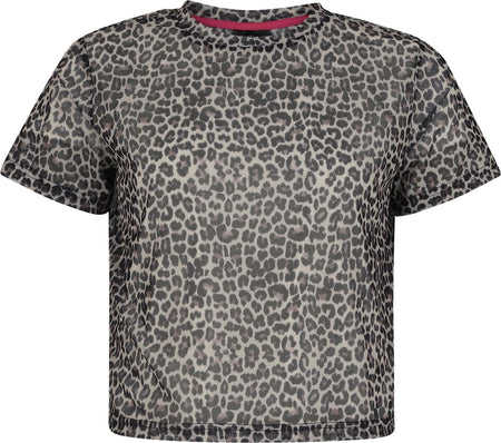 T-Shirt Manches courtes Rockabilly de Pussy Deluxe - Crop Top en Mesh Imprimé Léopard - S à XXL - pour Femme - multicolore - Pussy Deluxe
