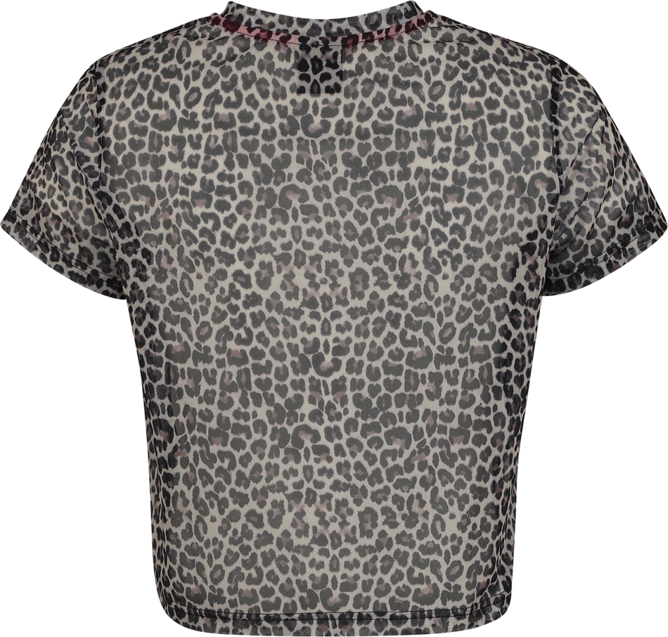 T-Shirt Manches courtes Rockabilly de Pussy Deluxe - Crop Top en Mesh Imprimé Léopard - S à XXL - pour Femme - multicolore - Pussy Deluxe - View 2