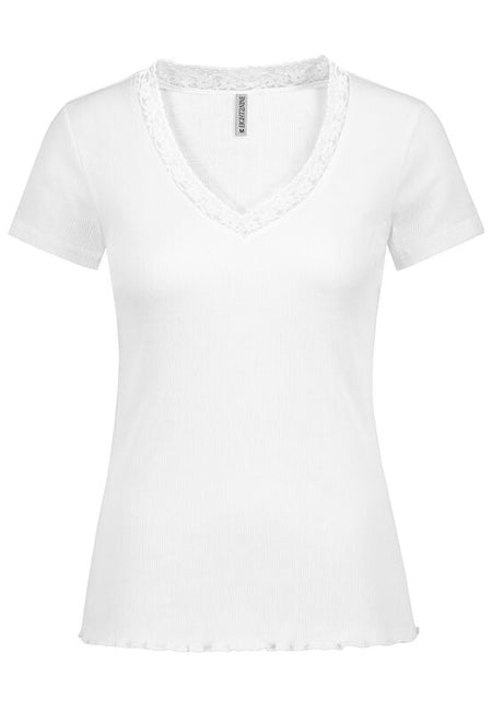 T-Shirt Manches courtes  de Eight2Nine - T-SHIRT AVEC DENTELLE - XS à XL - pour Femme - blanc - Eight2Nine