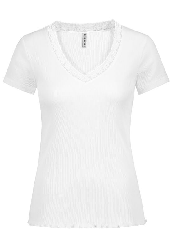 T-Shirt Manches courtes  de Eight2Nine - T-SHIRT AVEC DENTELLE - XS à XL - pour Femme - blanc - Eight2Nine