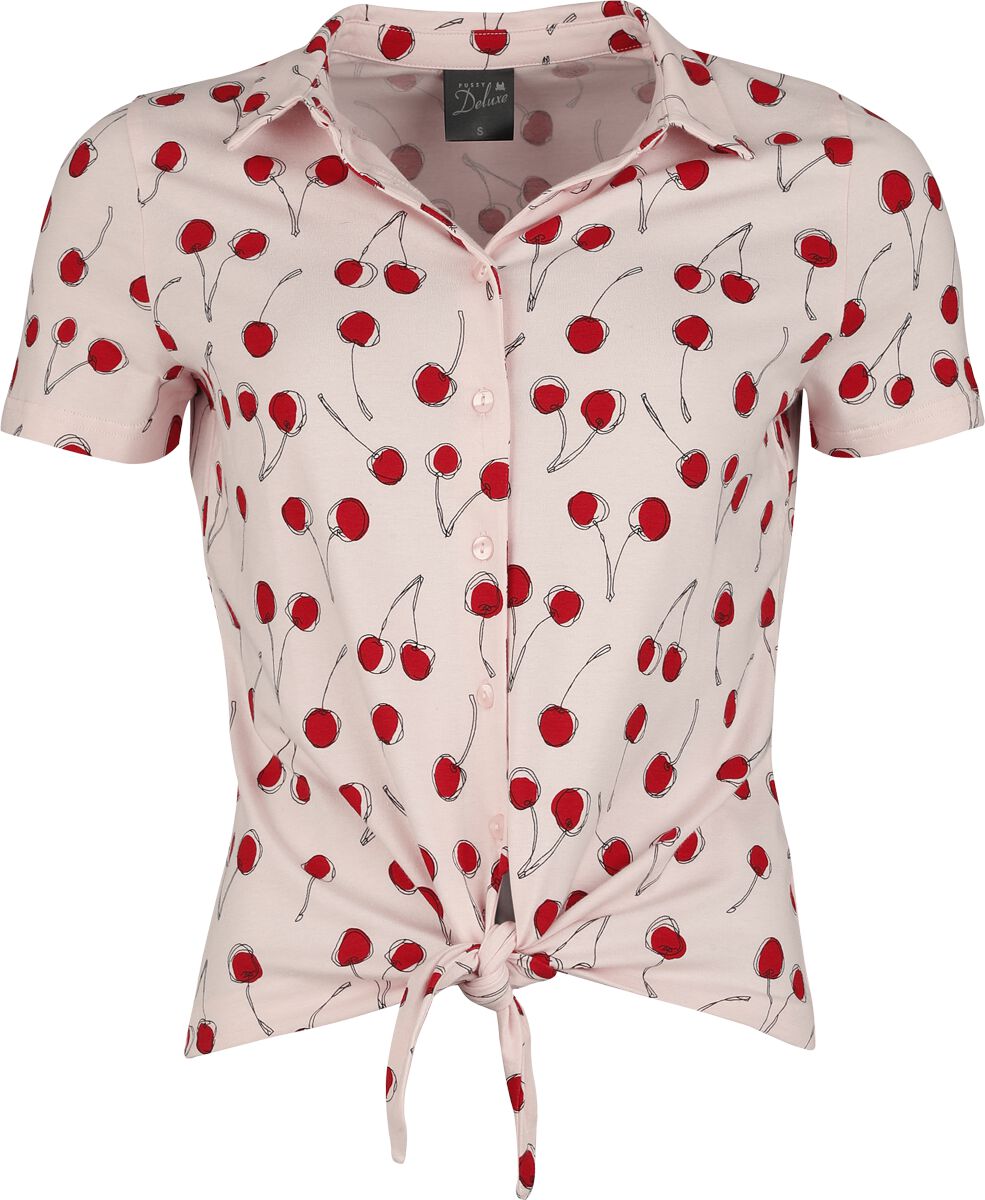 Chemisier Rockabilly de Pussy Deluxe - Cherry - Chemisier Noué à L'Avant - S à XXL - pour Femme - rose clair - Pussy Deluxe