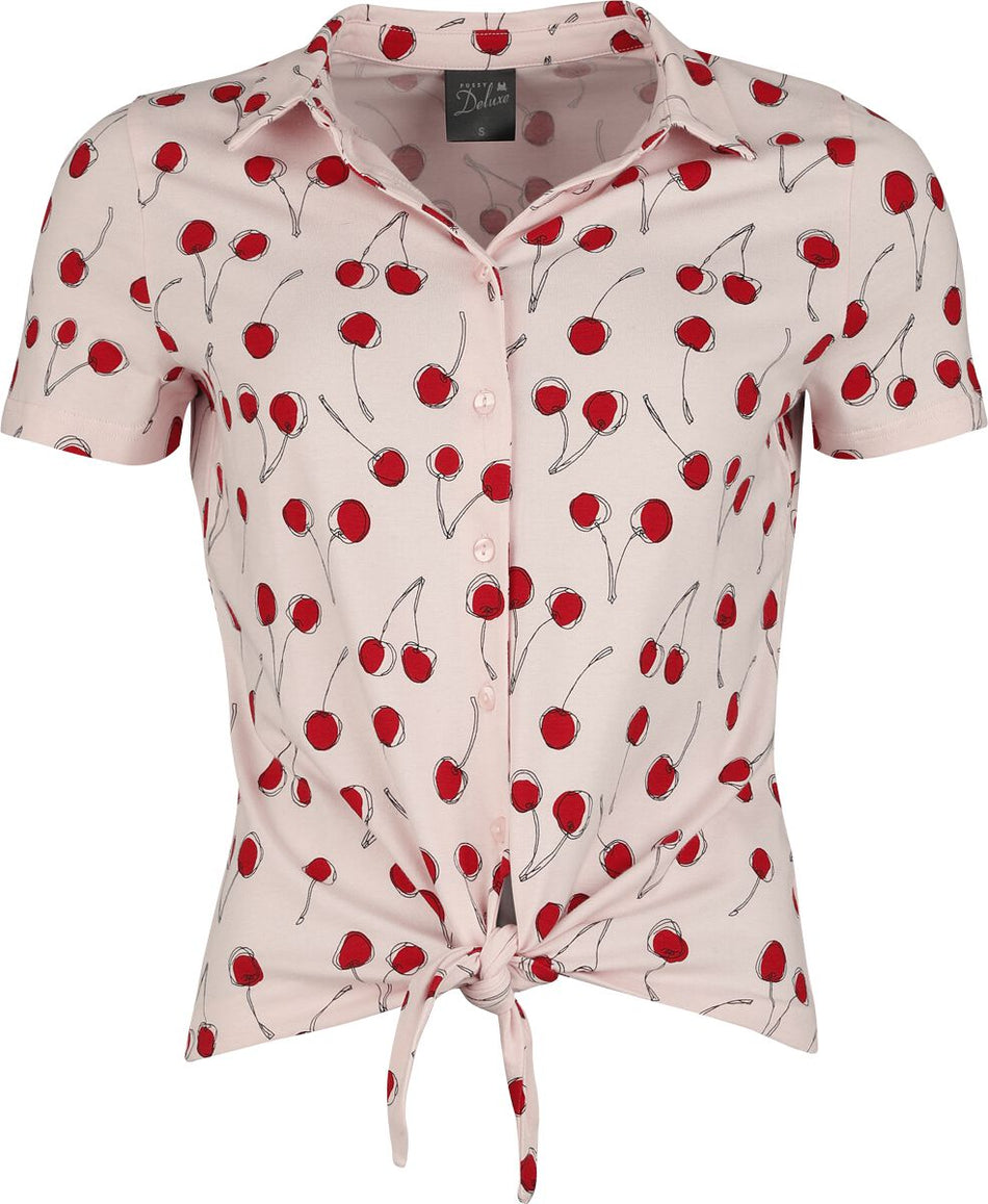 Chemisier Rockabilly de Pussy Deluxe - Cherry - Chemisier Noué à L'Avant - S à XXL - pour Femme - rose clair - Pussy Deluxe