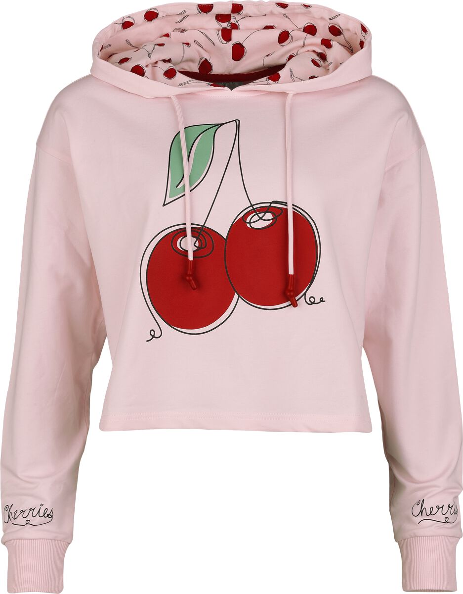 Sweat-shirt à capuche Rockabilly de Pussy Deluxe - Cherry - Sweat Court - S à XXL - pour Femme - rose clair - Pussy Deluxe