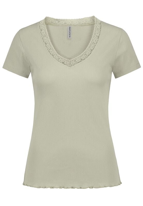 T-Shirt Manches courtes  de Authentic Style - T-SHIRT WITH LACE - XS à XL - pour Femme - vert - Authentic Style