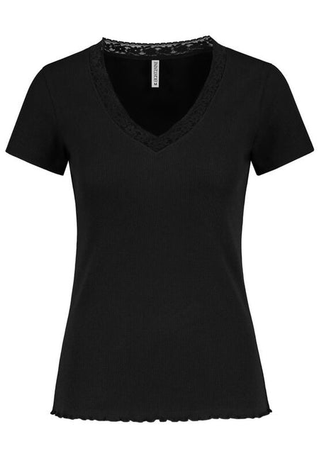 T-Shirt Manches courtes  de Authentic Style - T-SHIRT WITH LACE - XS à XL - pour Femme - noir - Authentic Style