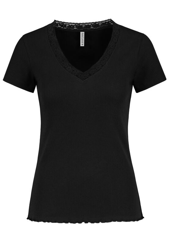 T-Shirt Manches courtes  de Authentic Style - T-SHIRT WITH LACE - XS à XL - pour Femme - noir - Authentic Style