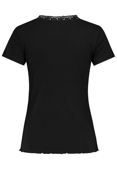 T-Shirt Manches courtes  de Authentic Style - T-SHIRT WITH LACE - XS à XL - pour Femme - noir - Authentic Style - View 2