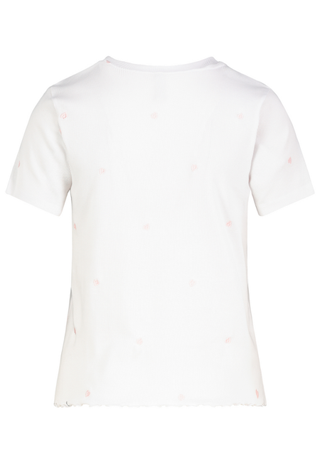 T-Shirt Manches courtes  de Authentic Style - RIB TOP WITH ALLOVER EMBROIDERY - XS à XL - pour Femme - blanc - Authentic Style - View 2