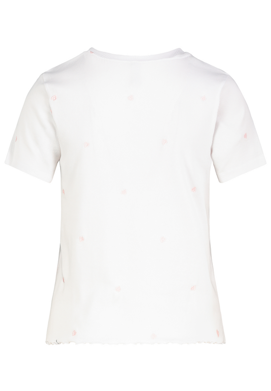 T-Shirt Manches courtes  de Authentic Style - RIB TOP WITH ALLOVER EMBROIDERY - XS à XL - pour Femme - blanc - Authentic Style - View 2