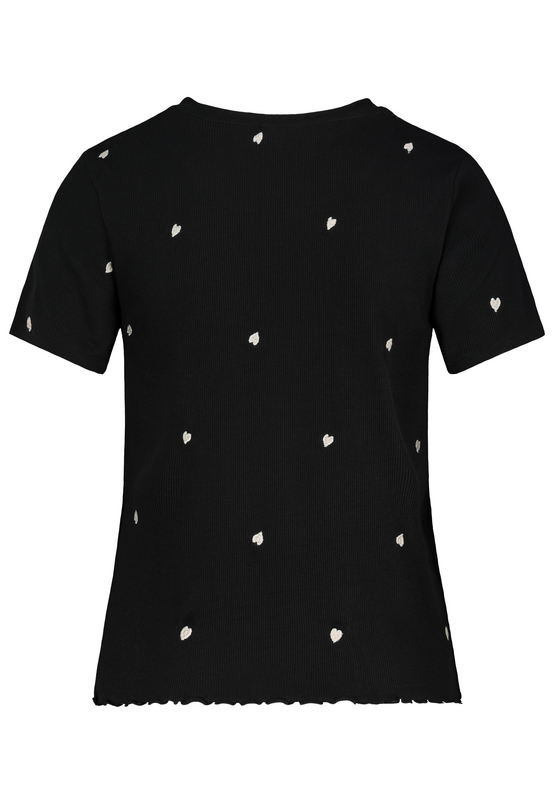 T-Shirt Manches courtes  de Eight2Nine - HAUT CÔTELÉ AVEC BRODERIE - XS à L - pour Femme - noir - Eight2Nine - View 2