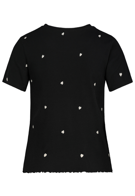 T-Shirt Manches courtes  de Eight2Nine - HAUT CÔTELÉ AVEC BRODERIE - XS à L - pour Femme - noir - Eight2Nine - View 2