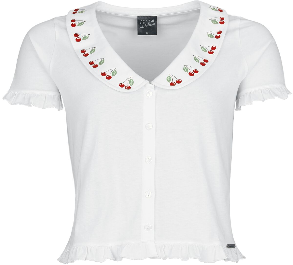 Chemisier Rockabilly de Pussy Deluxe - Mon Chéri - Chemisié Noué - S à XXL - pour Femme - blanc - Pussy Deluxe