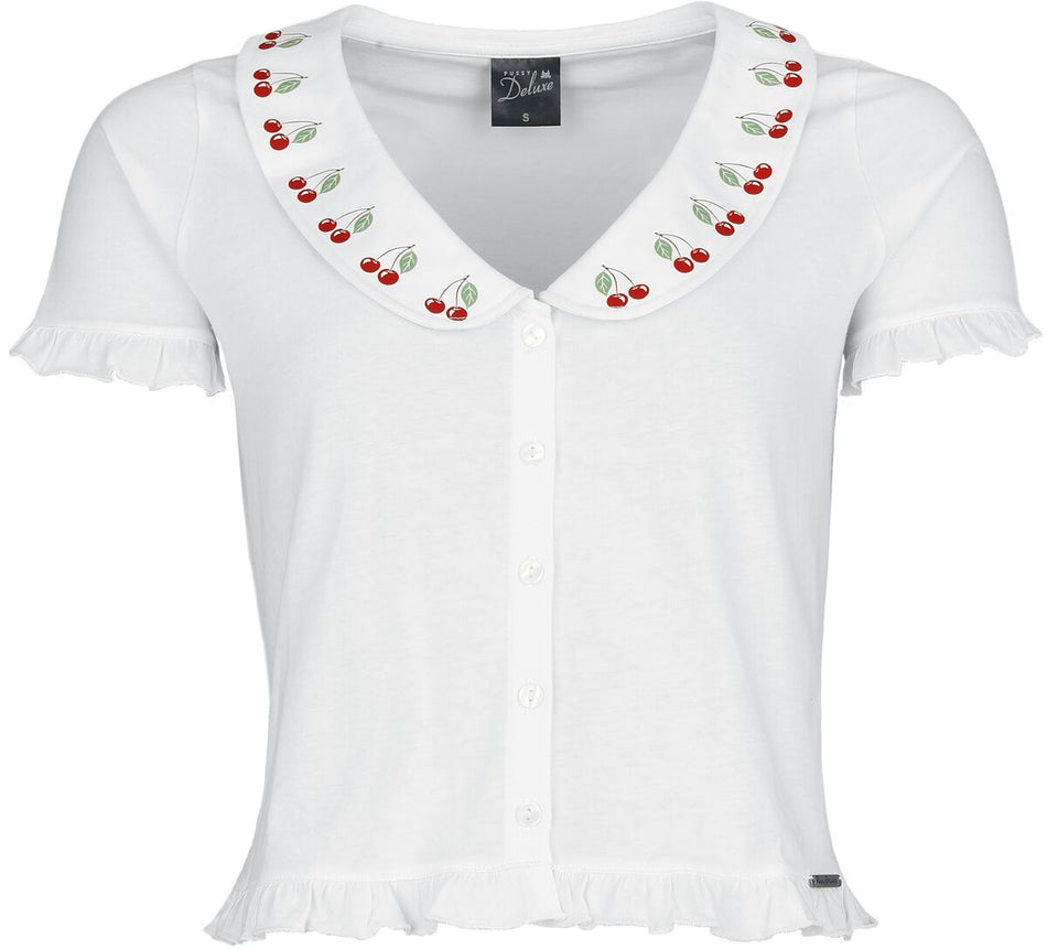 Chemisier Rockabilly de Pussy Deluxe - Mon Chéri - Chemisié Noué - S à XXL - pour Femme - blanc - Pussy Deluxe