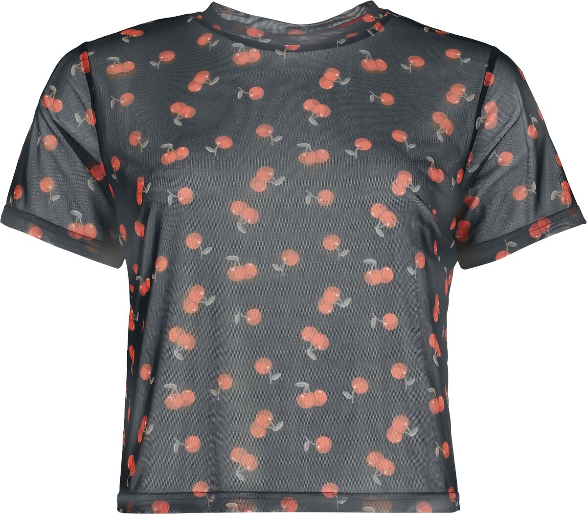 Chemisier Rockabilly de Pussy Deluxe - Cerises - Crop Top Mesh - S à XXL - pour Femme - noir - Pussy Deluxe