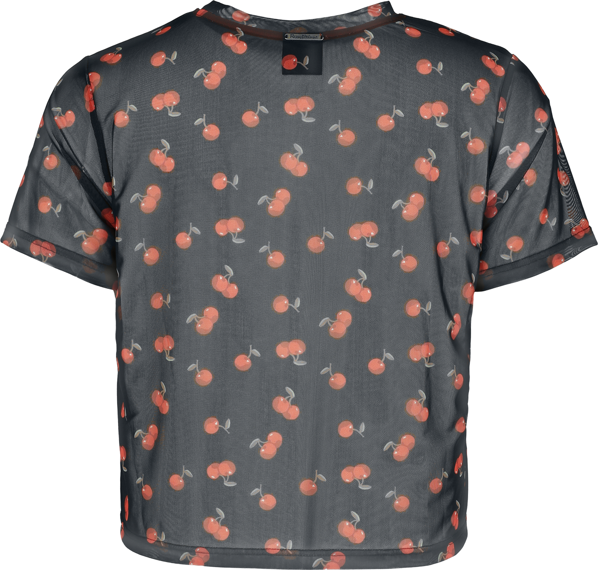 Chemisier Rockabilly de Pussy Deluxe - Cerises - Crop Top Mesh - S à XXL - pour Femme - noir - Pussy Deluxe - View 2