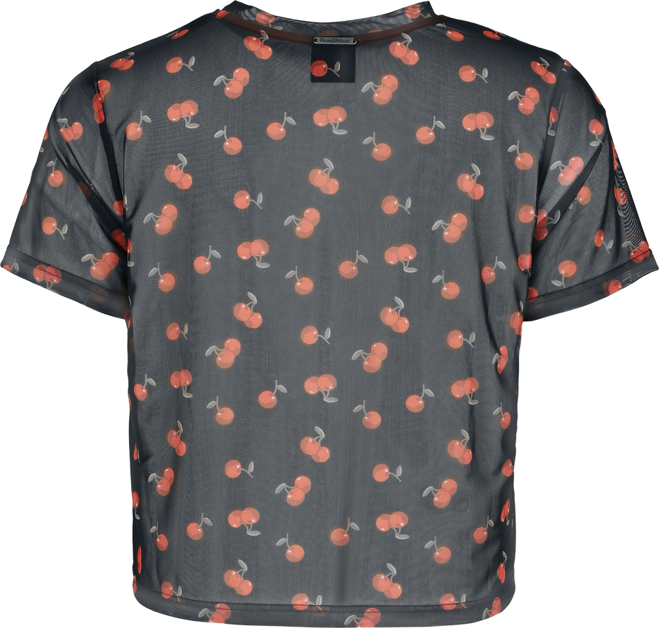 Chemisier Rockabilly de Pussy Deluxe - Cerises - Crop Top Mesh - S à XXL - pour Femme - noir - Pussy Deluxe - View 2