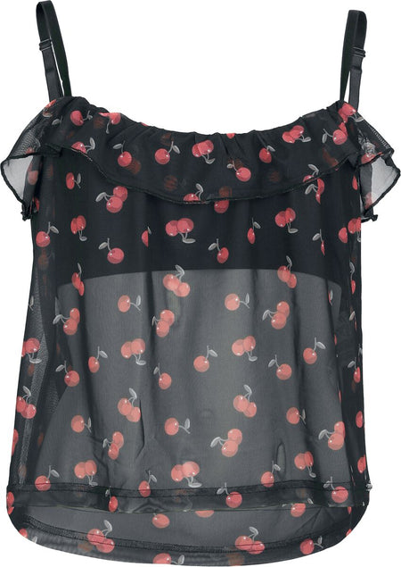 Top Rockabilly de Pussy Deluxe - Sweet Cherries - S à XXL - pour Femme - noir - Pussy Deluxe