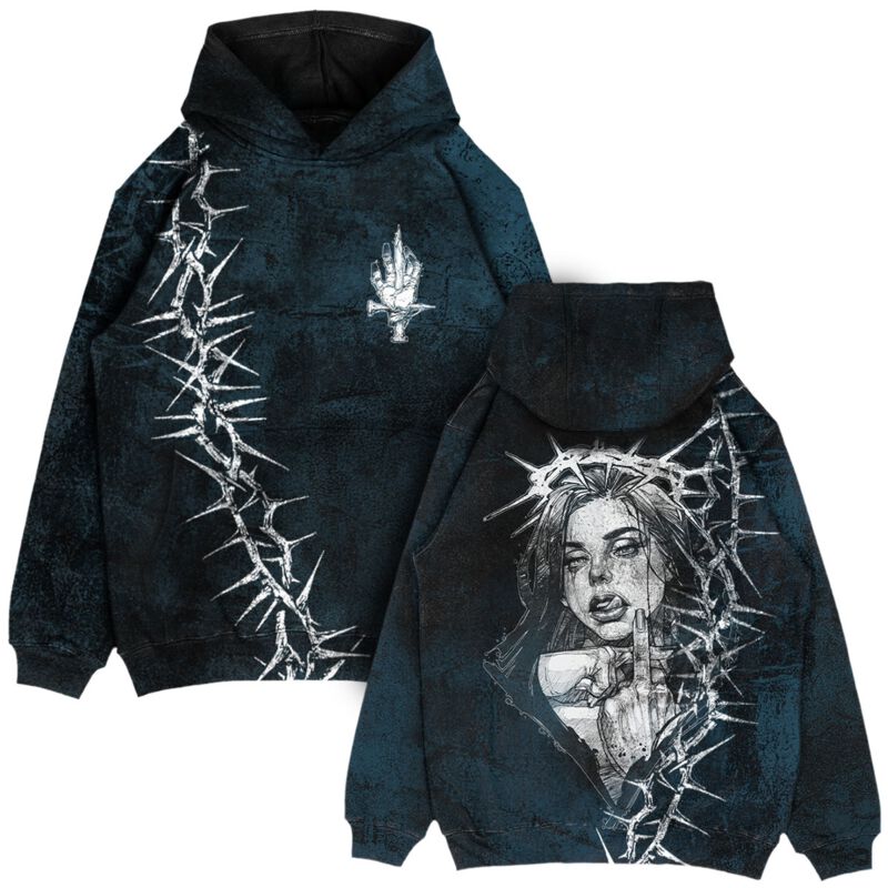 Sweat-shirt à capuche  de Stay Cold Apparel - Middle Finger Up Oversized Fit Blue - XS à XXL - pour Homme - bleu/noir - Stay Cold Apparel