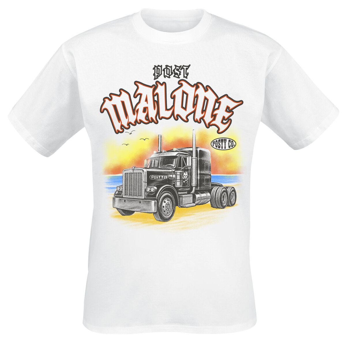 T-Shirt Manches courtes  de Post Malone - Sunset Truck - S à 3XL - pour Homme - blanc - Post Malone