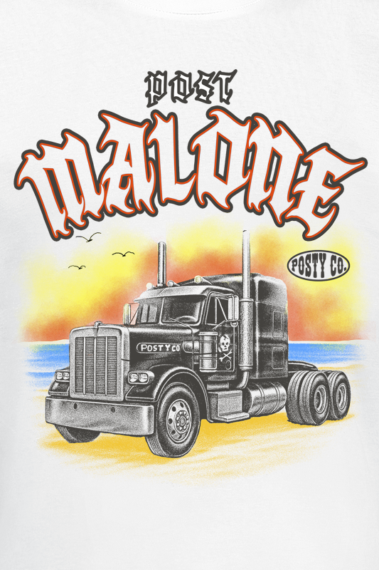 T-Shirt Manches courtes  de Post Malone - Sunset Truck - S à 3XL - pour Homme - blanc - Post Malone - View 2