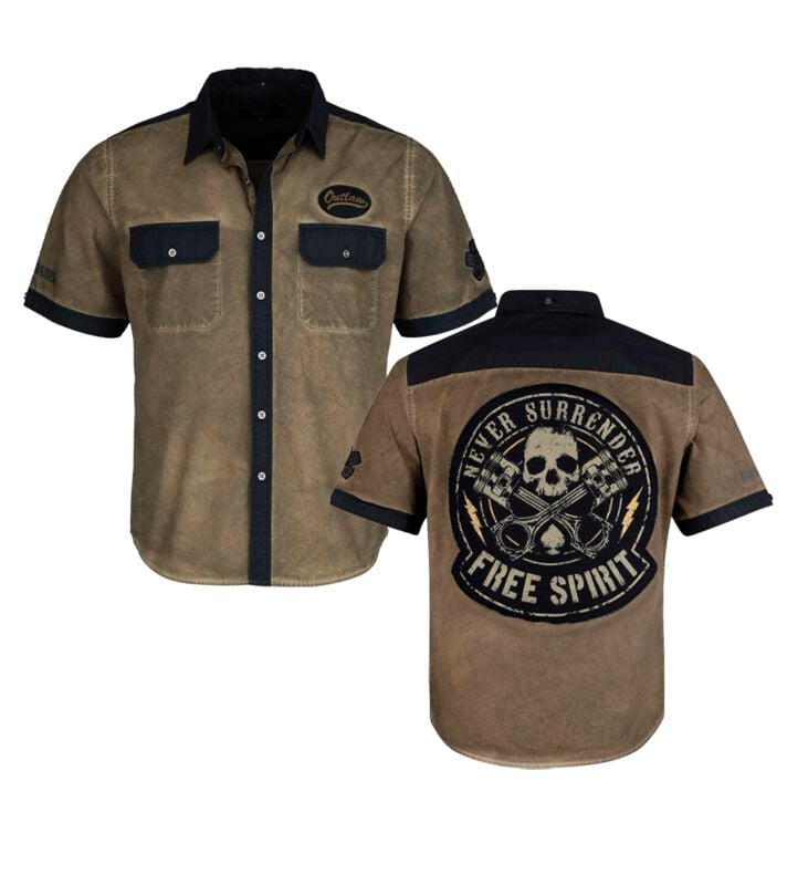 Chemise manches courtes  de Rock Rebel by EMP - Free Spirit - Chemise - S à XXL - pour Homme - kaki - Rock Rebel by EMP